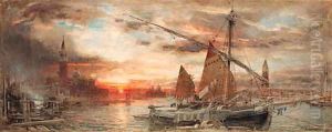 Venice at sunset by Albert Goodwin