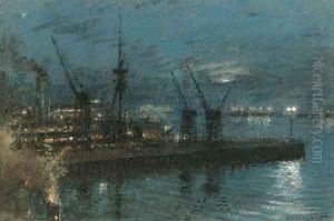 H.M.S. Kent - Night at Cape Town, South Africa