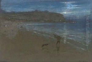 Scarborough bathed in moonlight by Albert Goodwin