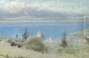 Oberhofen, Lake Thun by Albert Goodwin