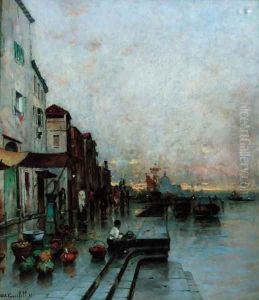 A market on the edge of the lagoon, Venice by Wilhelm von Gegerfelt