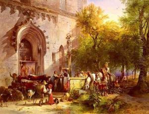 Der Dorfbrunn by Friedrich Gauermann