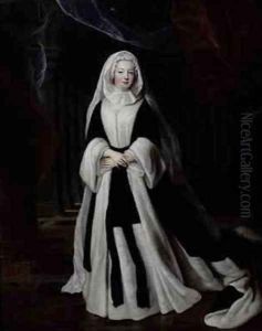 Portrait of Louise Francoise de Bourbon 1673-1743 in Mourning Clothes by Pierre Gobert