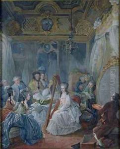 Marie Antoinette 1755-93 in her chamber at Versailles in 1777 by Jacques - Fabien Gautier - Dagoty