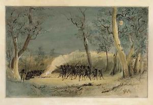 Native Corroboree at Night by Samuel Thomas Gill