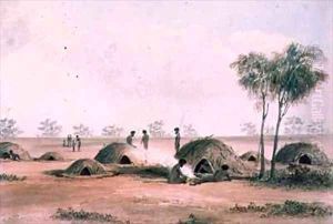 Native Village in the northern interior of South Australia by Samuel Thomas Gill