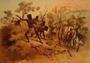 Attack on Store Dray plate from The Australian Sketchbook by Samuel Thomas Gill