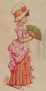 For the Dance one of a set of 12 illustrations from Christmas in Little Peopleton Manor by Kate Greenaway