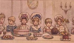 Supper from Christmas in Little Peopleton Manor in Illustrated London News Christmas by Kate Greenaway