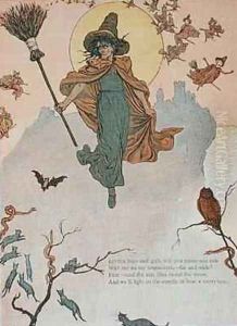 Little boys and girls will you come and ride with me on my broomstick by Kate Greenaway