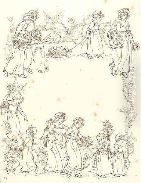 A procession of children gathering flowers - view 1