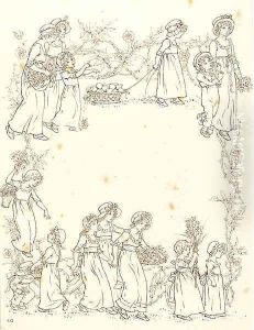 A procession of children gathering flowers by Kate Greenaway