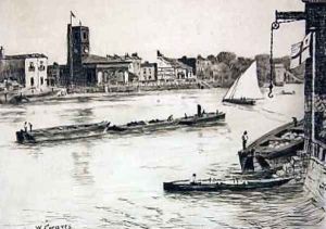 Chelsea Old Church from Battersea by Walter Greaves