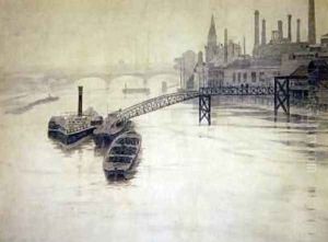 View of Thames City Stream Company Jetty Battersea Power Station by Walter Greaves