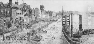 A rowing regatta on the Thames before the Adam & Eve tavern A rowing regatta on the Thames before the Adam & Eve tavern