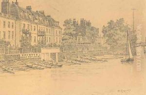 The Embankment from the Thames by Walter Greaves