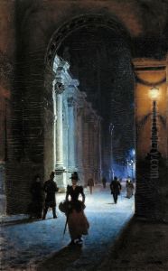 Louvre at Night by Aleksander Gierymski