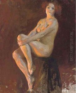 Seated female nude by Thomas Cooper Gotch
