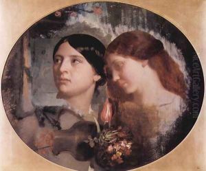 Two Women with a Bouquet of Flowers by Gleyre Charles