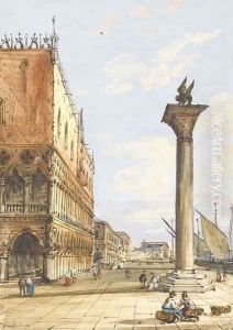 View of the Riva degli Schiavoni from the Piazzetta, Venice, the Doges' Palace to the left by Carlo Grubacs