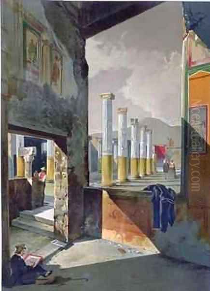 Tourists Visiting and Sketching in Pompeii - view 1