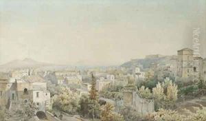 A view of Naples from the Salute, looking towards the Vesuvius