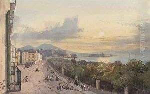 On the promenade at dusk, Naples