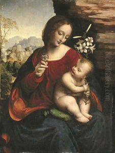 The Madonna and Child in a rocky landscape by Giampietrino