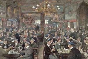 The Student Brasserie of the Thuringer Hof in Leipzig by Wilhelm Gause