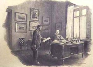 Emperor Franz Joseph I of Austria 1830-1916 at his writing desk at Jagdrock by Wilhelm Gause
