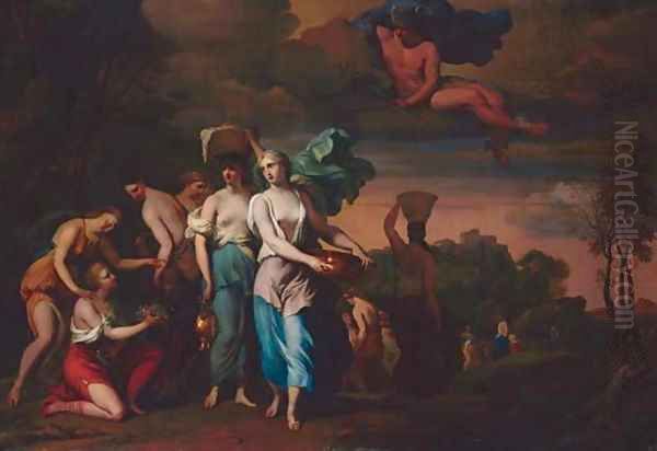Mercury watching Pandrosus, Herse and Aglauros - view 1