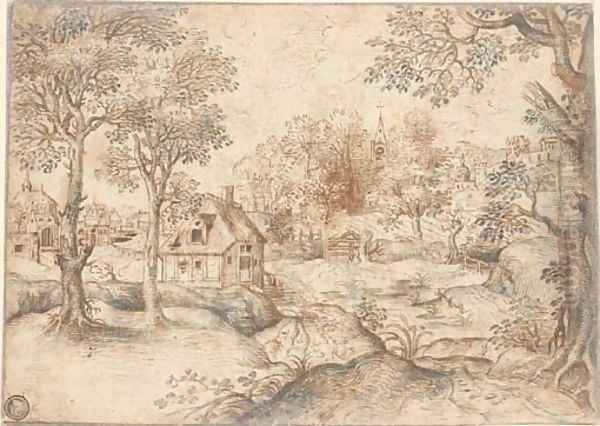 A landscape with a village - view 1