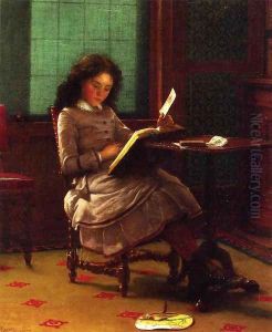 Young Girl Reading by Seymour Joseph Guy