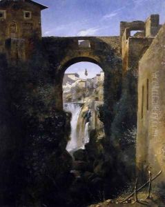 The San Rocco Bridge and the Grand Waterfall at Tivoli c. 1806 by Francois-Marius Granet