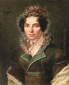 Portrait of a lady, half-length, in a green dress
