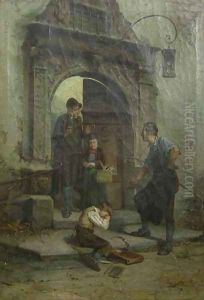 Boy in Shades of Grey at School Entrance by Theodore Gerard