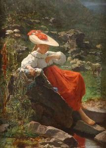Young Girl in a Landscape by Theodore Gerard