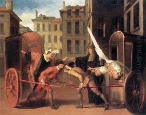 The Two Coaches c. 1710 by Claude Gillot