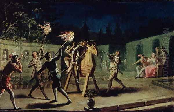 Don Quixote and Sancho Panza riding Clavileno - view 1