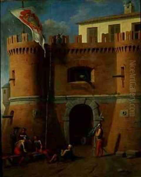 Soldiers outside a Fortified Castle - view 1