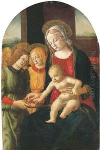 The Madonna and Child with angels, a landscape beyond by Davide Ghirlandaio