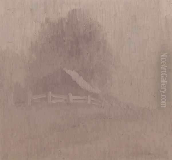 Farm House with Fence and Trees - view 1