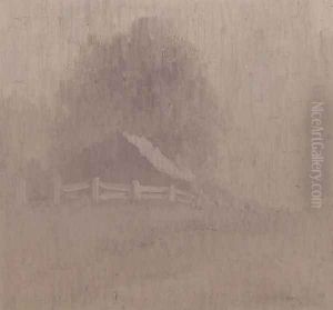 Farm House with Fence and Trees by Elioth Gruner