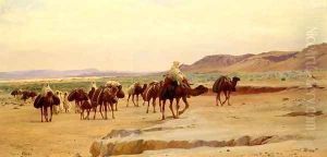 Caravanes De Sel Dans Le Desert (Salt Caravans in the Desert) by Eugene-Alexis Girardet
