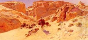 Caravan In The Desert by Eugene-Alexis Girardet
