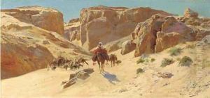 A Desert Caravan, Algeria by Eugene-Alexis Girardet