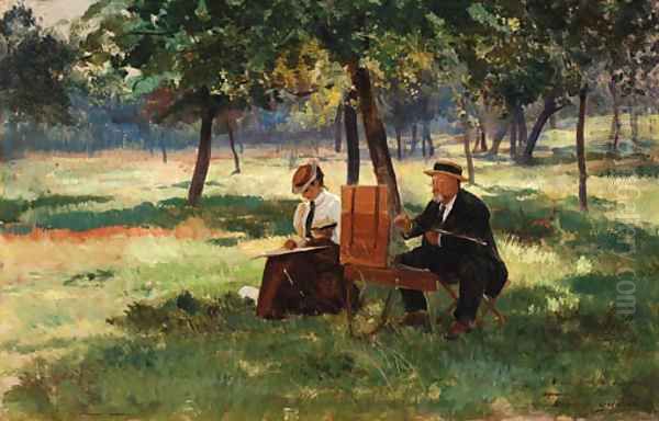 M. Linzeler at his easel - view 1