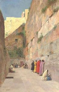 The wailing wall, Jerusalem by Eugene-Alexis Girardet