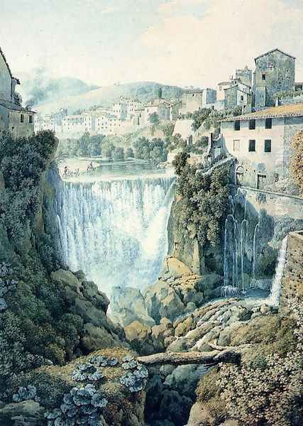 A Waterfall Outside An Italian Town - view 1