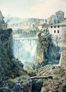 A Waterfall Outside An Italian Town